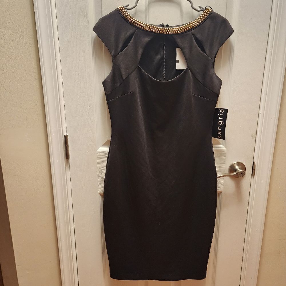 SANGRIA EMBELLISHED Neckline Bodycon Sleeveless Dress